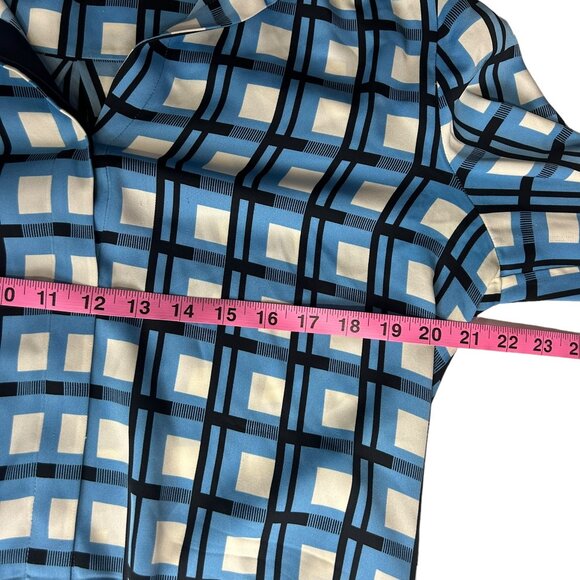 Diane Von Furstenberg Women's Slip Dress with Tie Blue Square Patterned - Size 6 - Picture 8 of 9